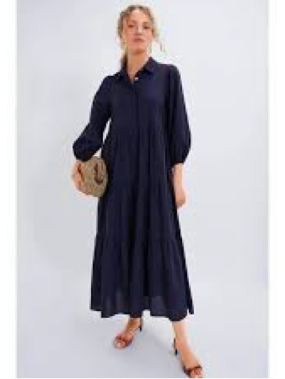 POMANDER PLACE Navy Cotton Mabel Maxi Dress Size L NWT